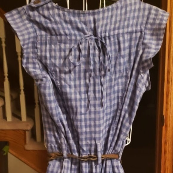 NWT Hommage Los Angeles Sz Jr Large blue checkered dress with belt - Picture 4 of 6